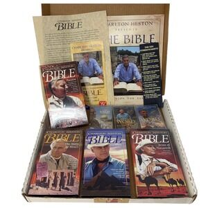 Charlton Heston Presents The Bible Collection VHS Audio Cassette Set Sealed Lot